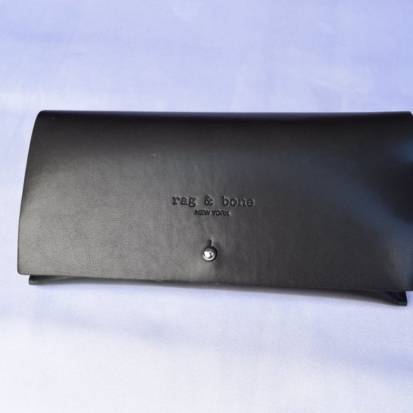 Rag & Bone Sunglasses Eyeglasses Case ,Black Soft Leather, Black Drawstring Bag - Picture 3 of 12